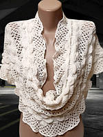 Ажурный шарф 200 см - 33 см, идеальный длинный белый женский шарф, цвет айвори