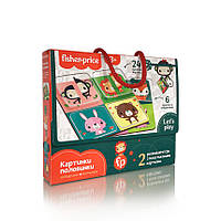 Развивающая настольная игра для детей с пластиковыми картками Fisher Price Картинки половинки Vladi Toys