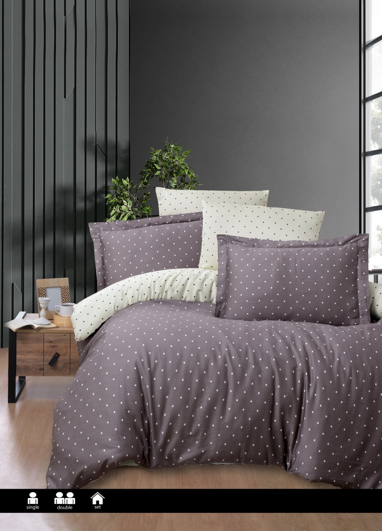 Постільна білизна сатин First Choice Cotton Satin Point Lilac Туреччина двоспальна євро 200х220см