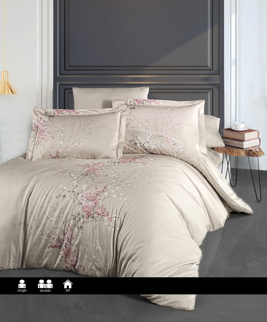 Постільна білизна сатин First Choice Cotton Satin Wisteria Powder Туреччина євро 200х220см