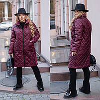Жіноча зимова стьобана куртка-пальто на синтепоні (Норма і батал), фото 8