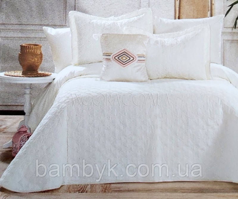 Покривало 250x260 З Двома Наволочками Двостороннє Стеганне Defne Home Туреччина колір крем