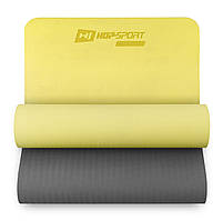 Килимок для фітнесу Hop-Sport TPE 0,6 см HS-T006GM Жовто-сірий