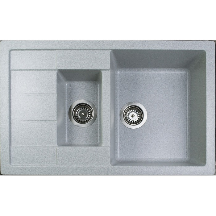 Напівторочашна гранітна мийка світло-сіра 775х495х200 Adamant Anila Plus