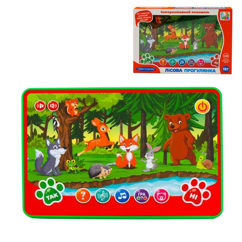 Дитячий інтерактивний планшет Лісова прогулянка "Limo Toy" відгадайка, пісні, вікторина 12+мес 20,5-14-2см (SK 0036), фото 1