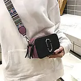 Сумка жіноча Camera Bag з текстильним ремінцем у стилі Marc Jacobs (чорна), фото 3