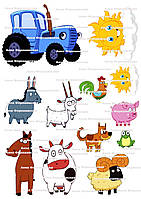 №15 Вафельна картинка для торту прямокутна Синій трактор