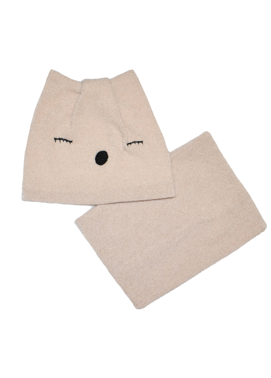 Комплект зимовий дівчаткам 9-24 місяці (шапка на флісовій підкладці та хомут) 46/48