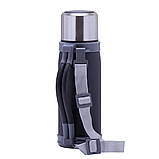 Термос Kamille KM-2015 Чорний 1200мл Термос з нержавіючої сталі Якісний термос Термос для пікніка, фото 5