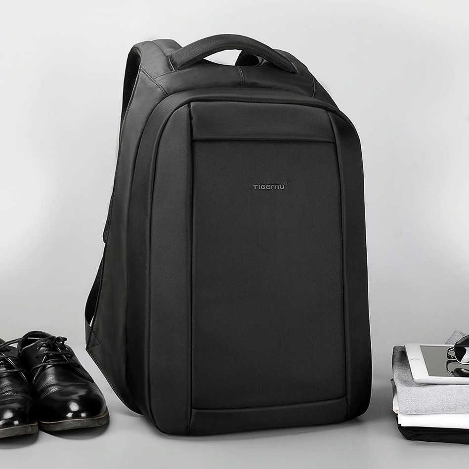 Рюкзак городской мужской антивор с USB и разъемом для наушников Tigernu. Мужской рюкзак для ноутбука Черный - фото 2 - id-p1083216218