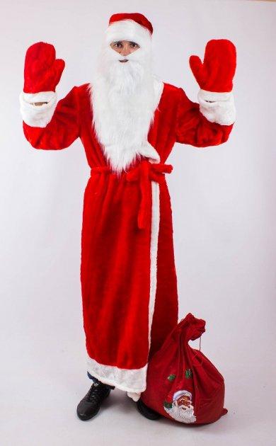 Взрослый костюм Деда Мороза без мешка р. 50-52 (Бордо, красный) - фото 1 - id-p423782687