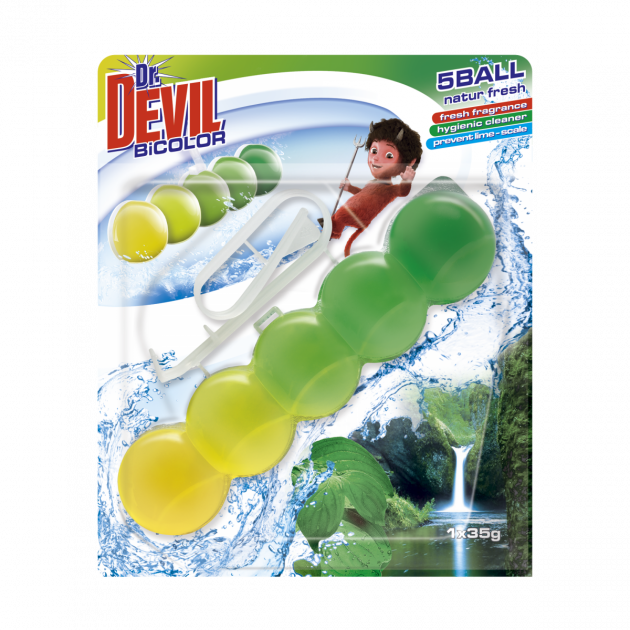 Туалетні гелеві кульки Dr.Devil BiCOLOR WC 5Ball "Природна свіжість" 1х35 г