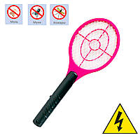 Электрическая мухобойка на батарейках Розовый 44х16 см ракетка от мух и комаров, электромухобойка (GK)