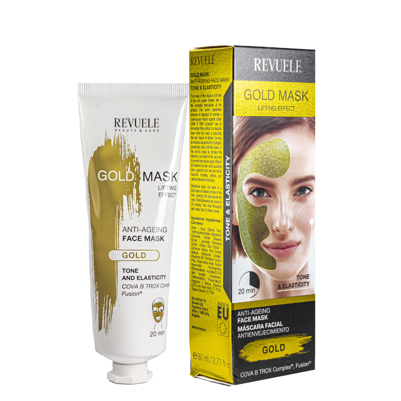 Маска для обличчя антивікова Revuele Gold Face Mask Lifting Effect Anti-Age 80 мл