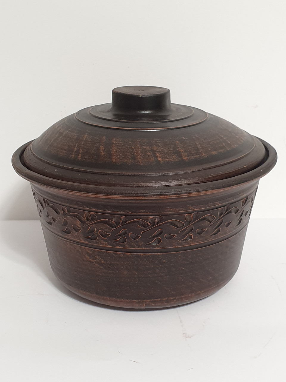 Каструля глиняна з кришкою, без ручок (з червоної глини), 2 л