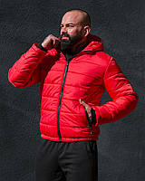 Куртка зимняя мужская короткая As до -25*С теплая красная Пуховик мужской зима с капюшоном