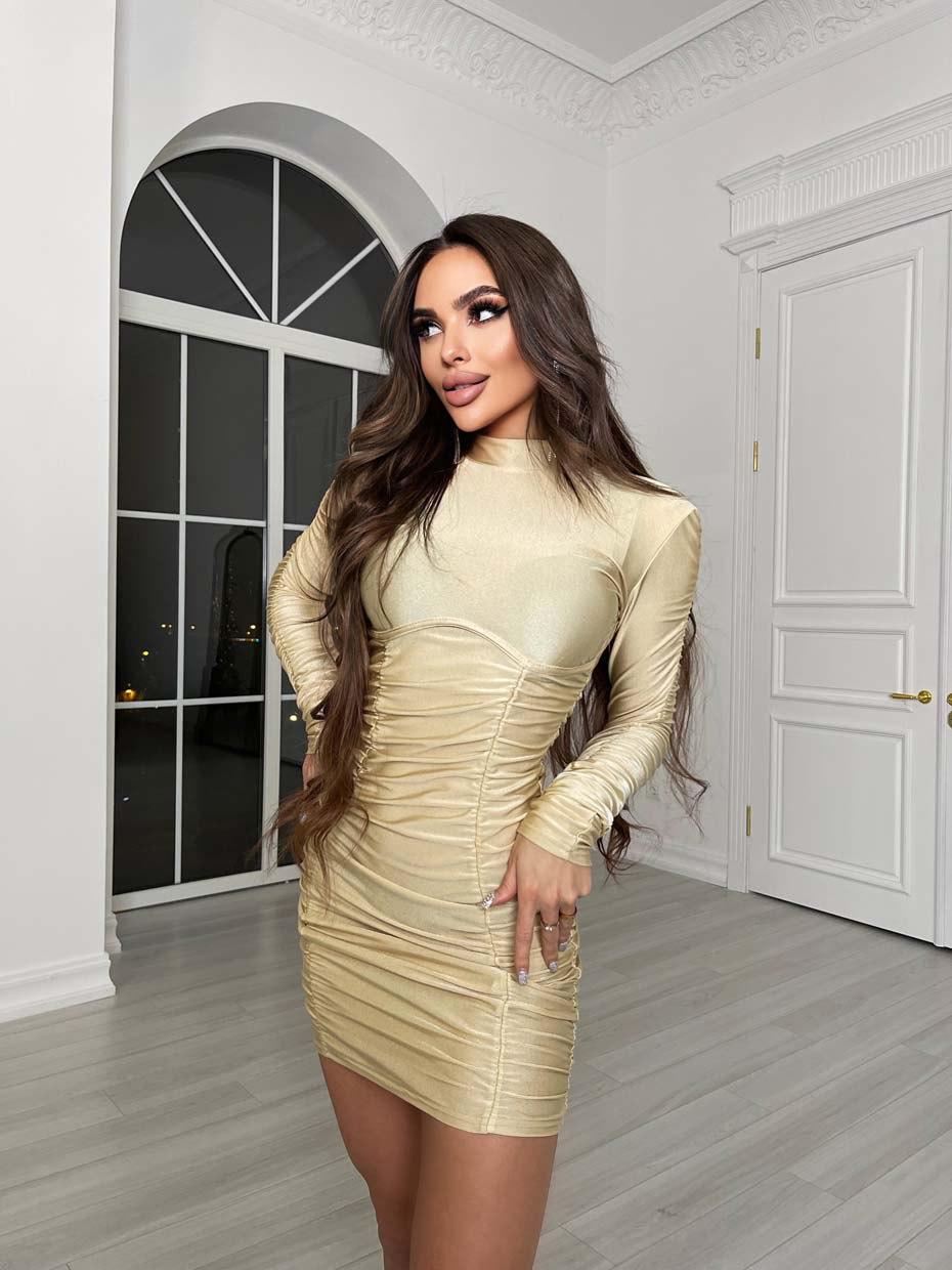 Облягаюча міні сукня з акцентом на грудях і складками збоків (р. S-M) 66035016Q, фото 1