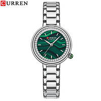 Стильные Женские часы Curren 9089 Silver-Green
