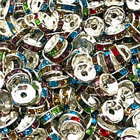 Намистини Finding Розділювачі для намистин ронделі Стрази микс Метал сріблястий 6 мм х 2.8 мм 1.9 мм