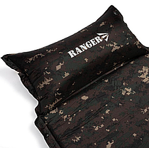 Каремат самонадувний килимок туристичний 190x60x3 см з подушкою Ranger Tibet Camo камуфляж 6641, фото 3