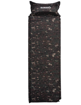 Каремат самонадувний килимок туристичний 190x60x3 см з подушкою Ranger Tibet Camo камуфляж 6641, фото 1