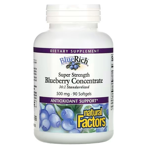 Концентрат лохини (Blueberry Concentrate BlueRich) Natural Factors, 500 мг 90 таблеток