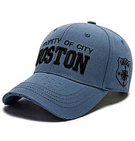 Кепка Бейсболка Boston (Бостон) с изогнутым козырьком Голубая, Унисекс WUKE One size