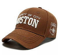 Кепка Бейсболка Boston (Бостон) с изогнутым козырьком Коричневая 2, Унисекс WUKE One size
