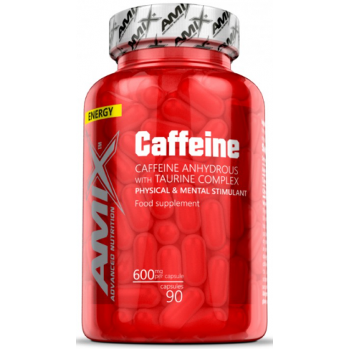 Кофеїн з таурином AMIX CAFEINE 200mg WITH TAURINE 90 капсул, фото 1