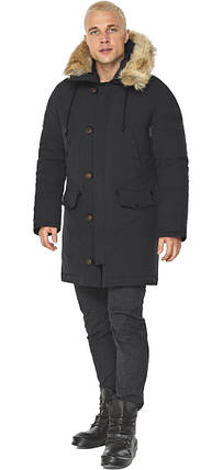 Чоловіча зимова чорна куртка з опухом модель 58555, фото 2