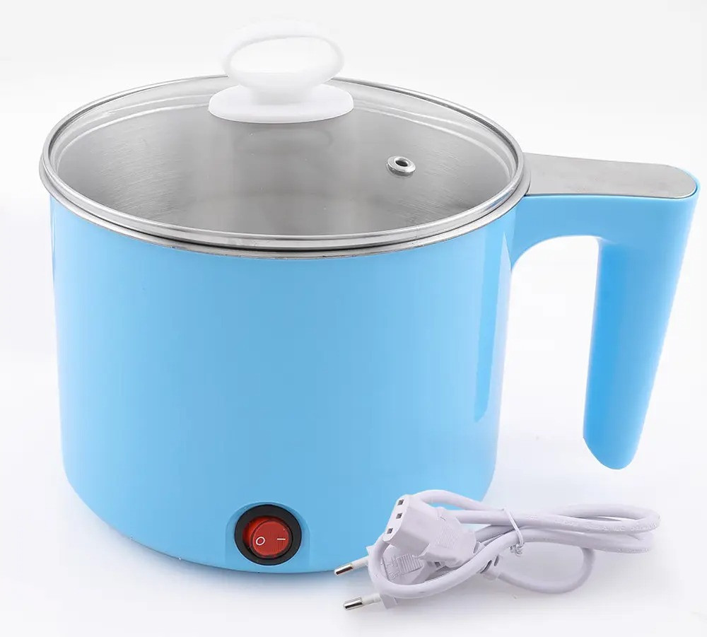 Маленькая кастрюля электрическая "Cooking Pot YS-402" 600W, Голубая дорожная электрокастрюля на 1.5 л (TS) - фото 4 - id-p1705762345