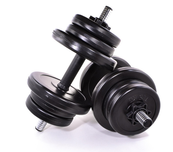 Набір гантелей по 11 кг х 2 шт зі змінними дисками Neo Sport з металевим грифом для дому та спортзалу, фото 1