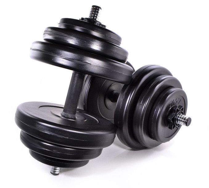 Набір гантелей по 18.5 кг х 2 шт зі змінними дисками Neo Sport з металевим грифом для дому для спортзалу, фото 1