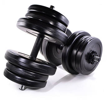 Набір гантелей по 21 кг х 2 шт зі змінними дисками Neo Sport з металевим грифом для дому та спортзалу