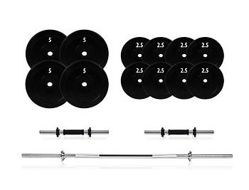 Комплект 52 кг штанга та гантелі з млинцями