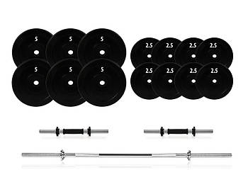 Комплект 62 кг гриф та гантелі з млинцями
