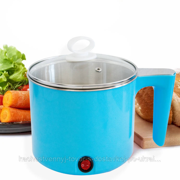 Каструля з підігрівом "Cooking Pot YS-402" 600W, Блакитна дорожня електрокаструля на 1.5 л (электрокастрюля)