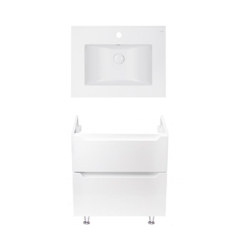 Комплект Qtap тумба підлогова Scorpio 600х825х460 мм White + раковина врізна Albatross E QT71SC43954