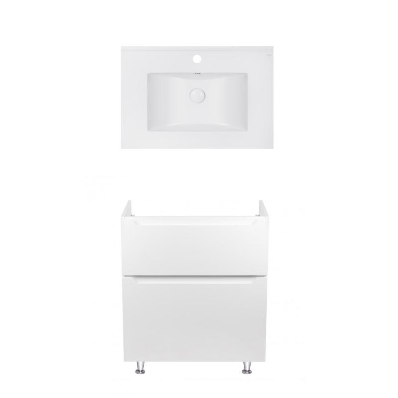 Комплект Qtap тумба підлогова Scorpio 700х825х460 мм White + раковина врізна Albatross E QT71SC43957, фото 1