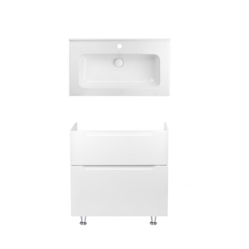 Комплект Qtap тумба підлогова Scorpio 800х825х460 мм White + раковина врізна Albatross 01 QT71SC43960