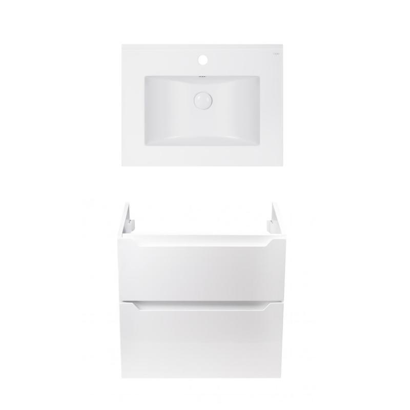 Комплект Qtap тумба підвісна Scorpio 600х585х460 мм White + раковина врізна Albatross E QT71SC43967
