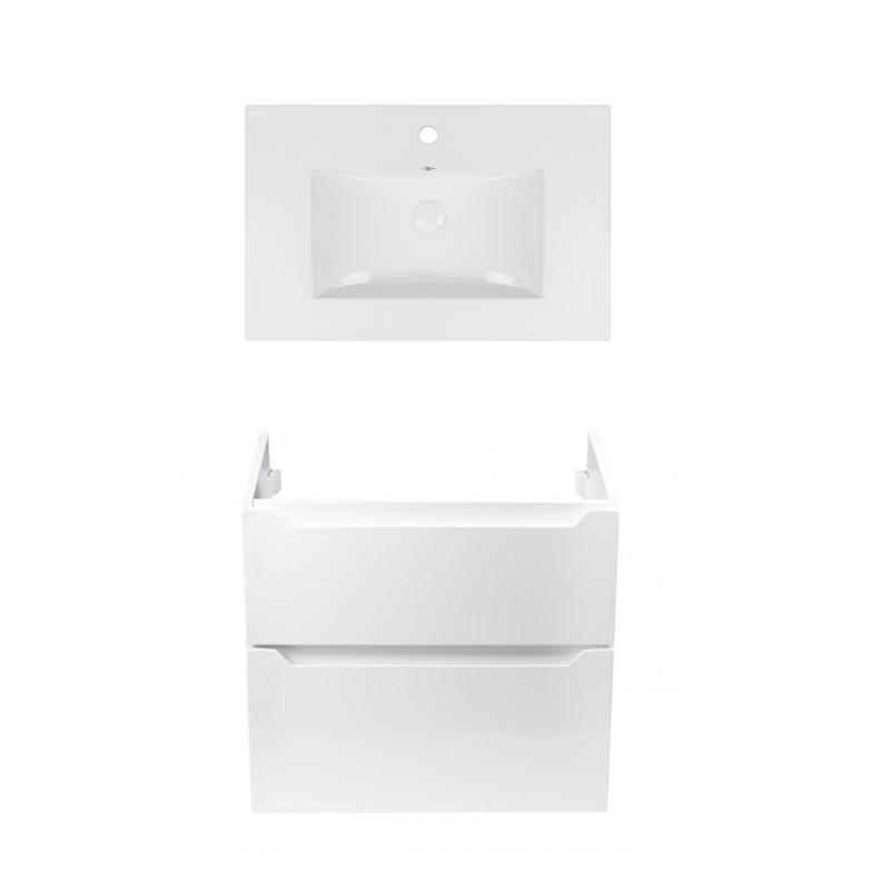 Комплект Qtap тумба підвісна Scorpio 700х585х460 мм White + раковина врізна Albatross New QT71SC43971