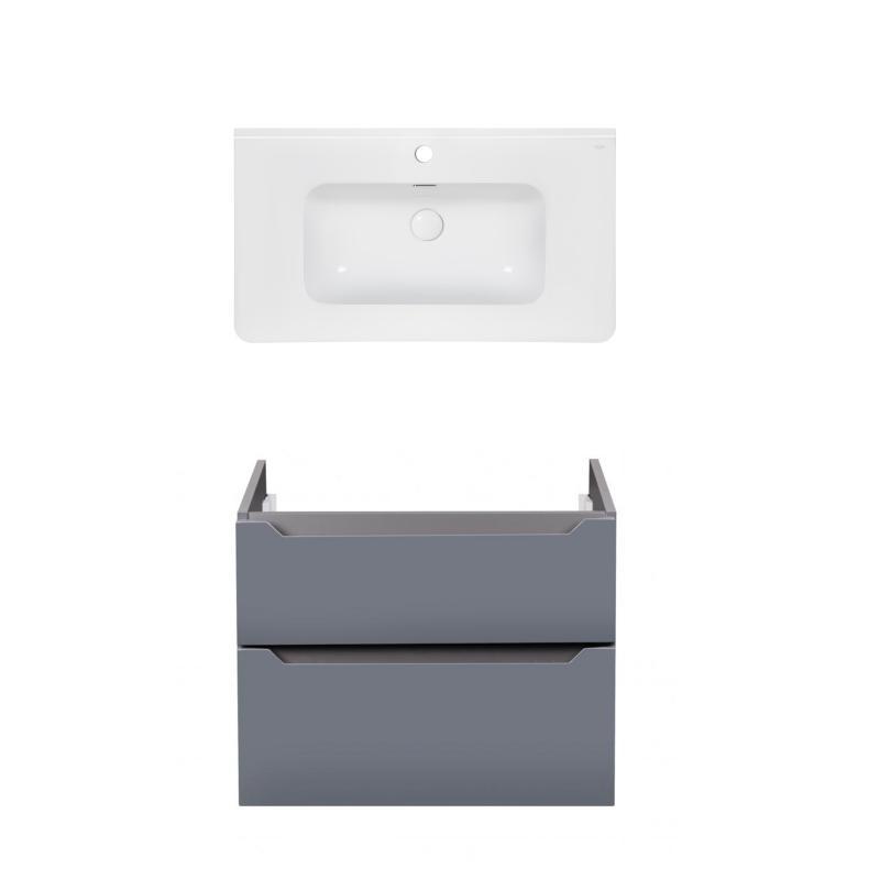 Комплект Qtap тумба підвісна Scorpio 800х585х460 мм Graphite + раковина врізна Albatross 9H QT71SC43988, фото 1