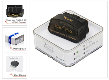Діагностичний OBD2 сканер Vgate iCar Pro ELM327 Блютуз 3 Android
