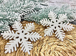 Підвіска сніжинка пластикова з блиском 12,5см, біла, за 1 шт 6035