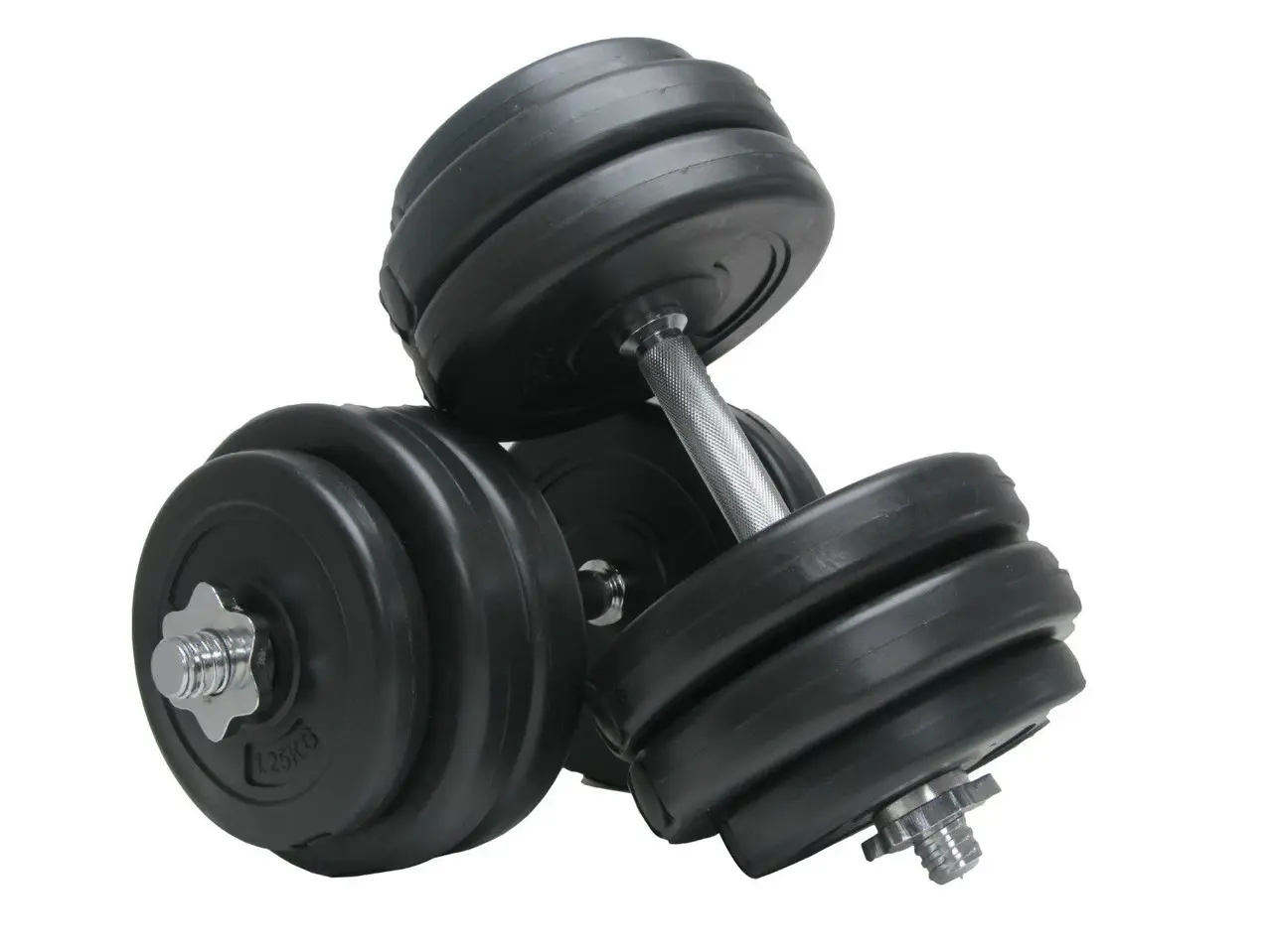 Набір гантелей по 13 кг х 2 шт, розбірних з металевим грифом WCG, фото 1