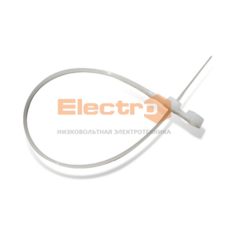 Кабельний Хомут Хб 3,5 mm х 100mm з отвором пластиковий під гвинт білий Electro, фото 1