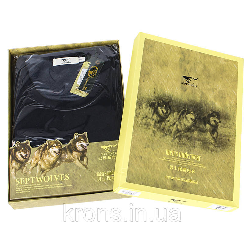 Термобілизна чоловіча Septwolves 08036 Blue M бавовняна, що дихає, на хутряній підкладці з довгими штанами, фото 1