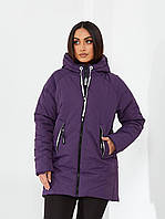 НОВИНКА!! Стильна вільна жіноча куртка-парка арт.1010/1 непромокаюча плащівка колір фіолетовий