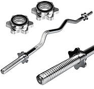 Комплект 80 кг штанга пряма + фігурна та гантелі з млинцями, фото 2